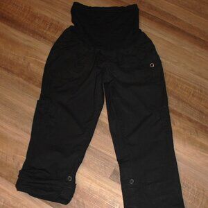 LN! Motherhood Maternity Black SIZE XS Adjustable Crop Cropped Capri Cargo Pants